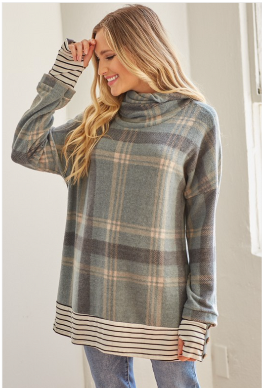 Teal Plaid Sweater