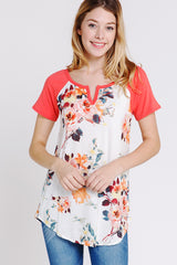 Coral Floral Tee