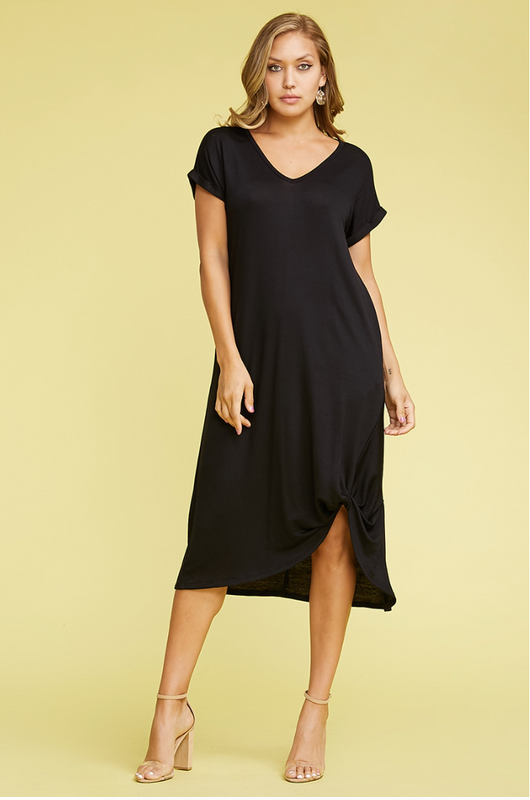 Black Knotted Hemmed Dress