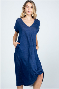 Denim Blue Knotted Hemmed Dress