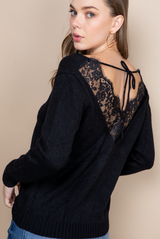 Black Lace Back Sweater