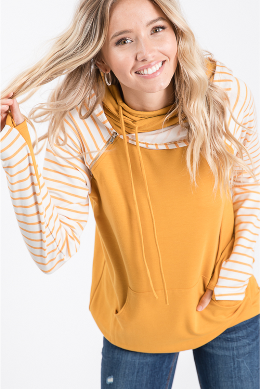 Stripe Hoodie-Yellow