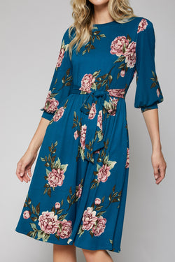 Teal Floral Dress